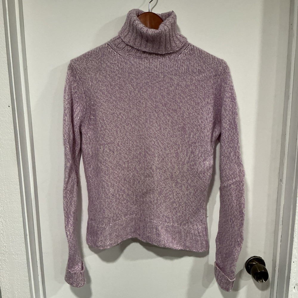 Ann Taylor Cashmere Turtleneck Seater, Purple, Thick Ribbed Knit